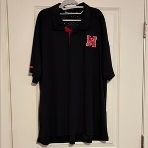 Nebraska Adidas Climachill Black and Red Men's Polo Shirt with Nebraska Logo